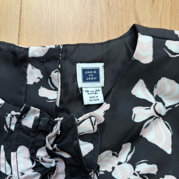 Janie & Jack Bow Print Black, Light Pink and White Dress - Picture 6 of 13